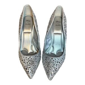 Disney x ALDO Size 8 Silver Rhinestone Pointed Toe Stiletto Pumps Cinderella